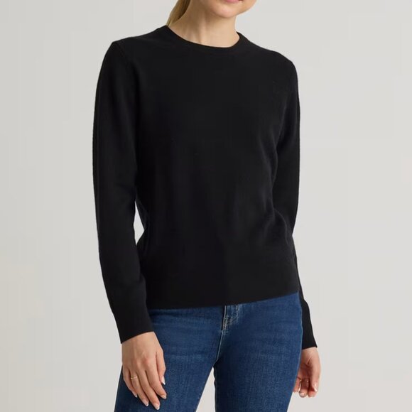 Quince Mongolian Cashmere Crewneck Sweater Black TaylorMade Golf Logo Small - Picture 1 of 10